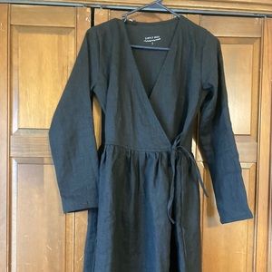 Simple Grey Life Small Black Linen Wrap Dress